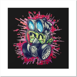 New School Style Zombie Gas Mask Color Effect Art Posters and Art